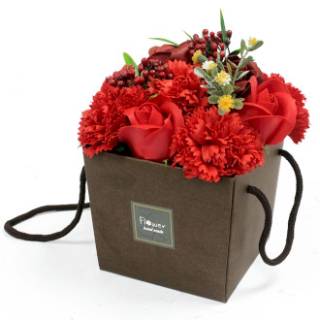 Soap Flower Bouquet - Red Rose & Carnation - Image 1